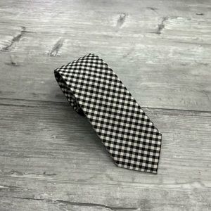 Spezza Black & White Gingham Check Skinny Cotton Tie